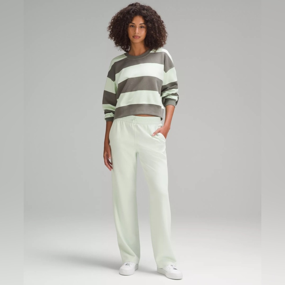 lululemon oversized cropped crew Stripe Grey Sage Kohlrabi Green, Size 4, New